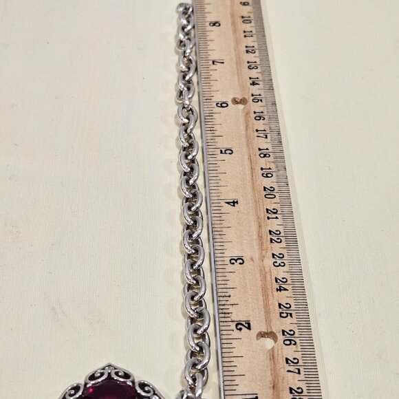 Brighton Alcazar Blaze Red Crystal Silver Plated Bracelet Lobster Claw Closure - Picture 10 of 14